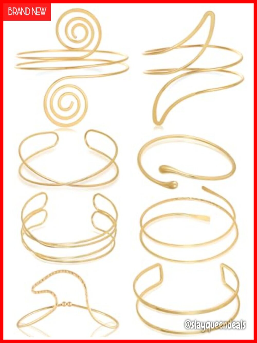 Arm Cuff Bracelet Set for Women Gold Silver Upper Arm Bangle Adjustable